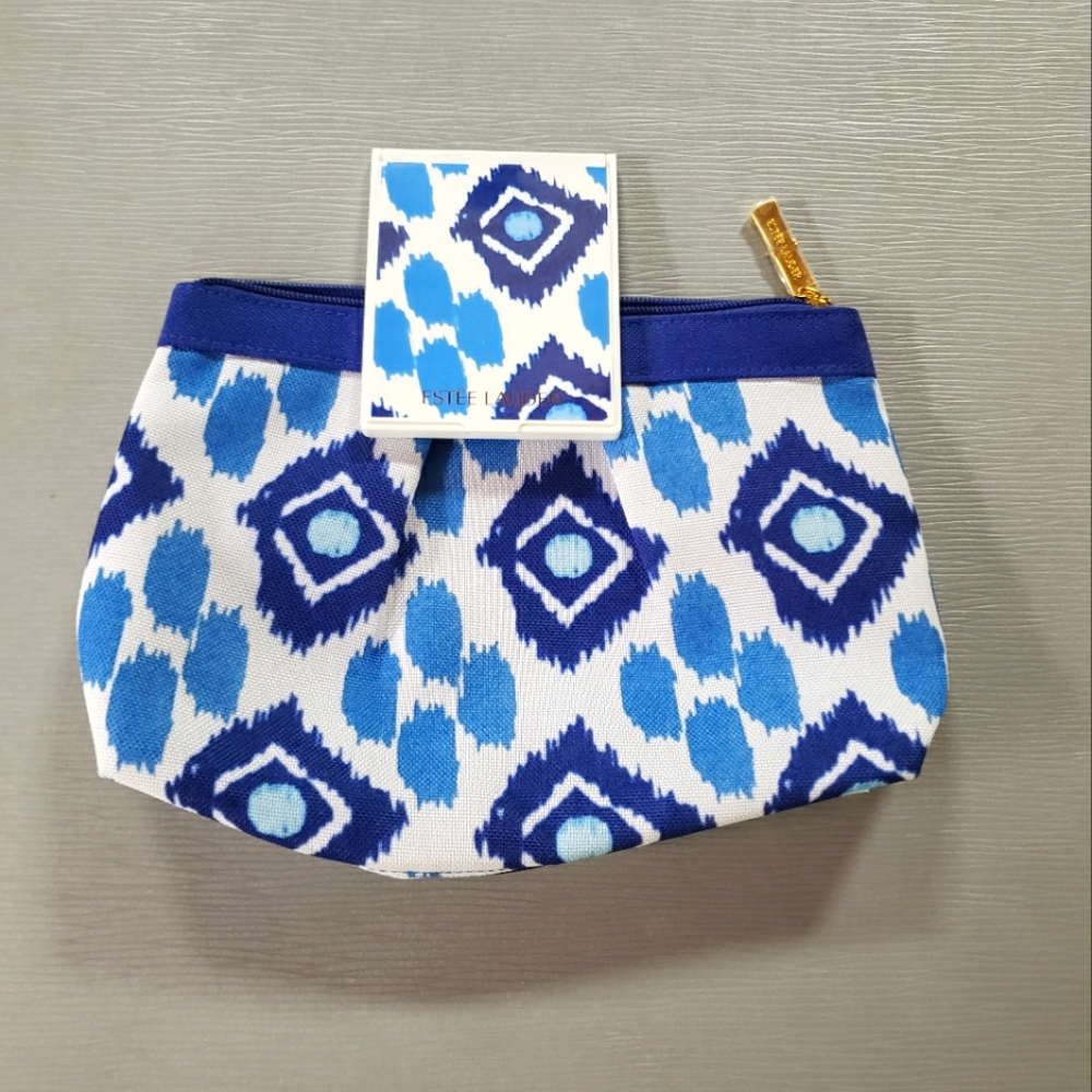 EUC Estée Lauder cosmetic bag with matching compact mirror